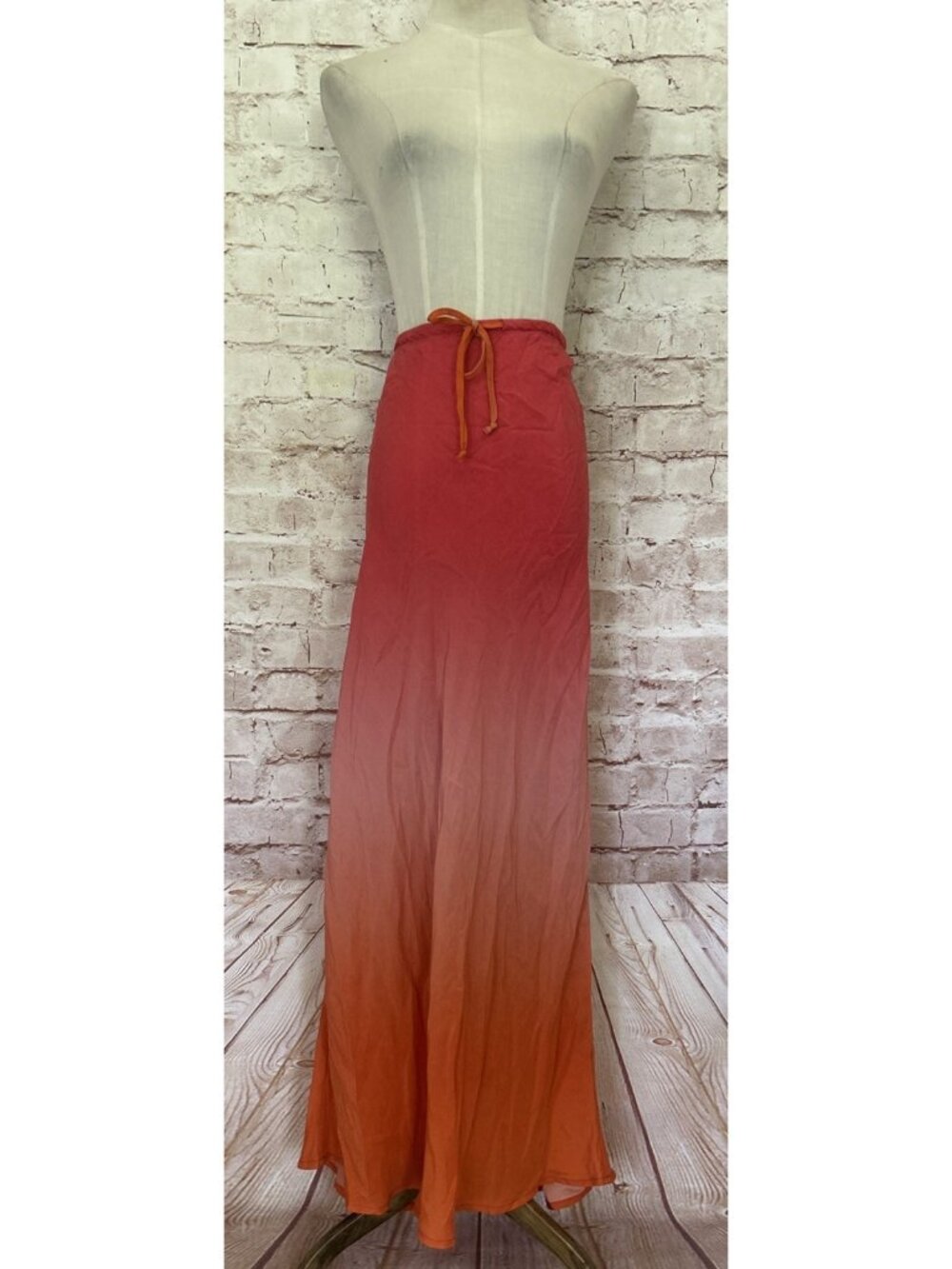 Marine Layer Gabrielle Maxi Slip Skirt In Warm Ombré Lyocell Size Medium